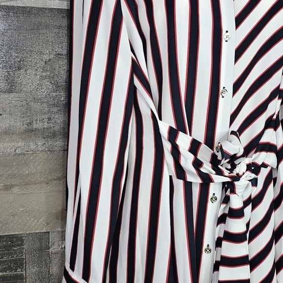 TOMMY HILFIGER Women Striped Front-Tie Buttondown Shirt Long Sleeve | L - Picture 7 of 11